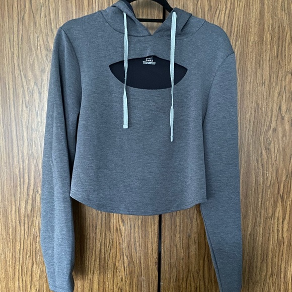 open chest cropped hoodie
